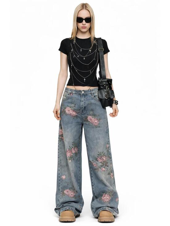 Sakura Bloom Baggy Jeans - Picture 2 of 4